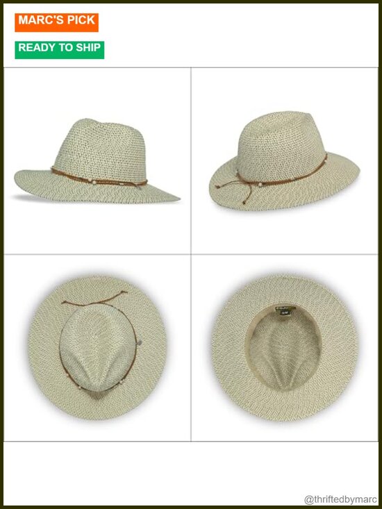 UPF 50+ Fedora with Polyester/Paper Braid, Adjustable Hat